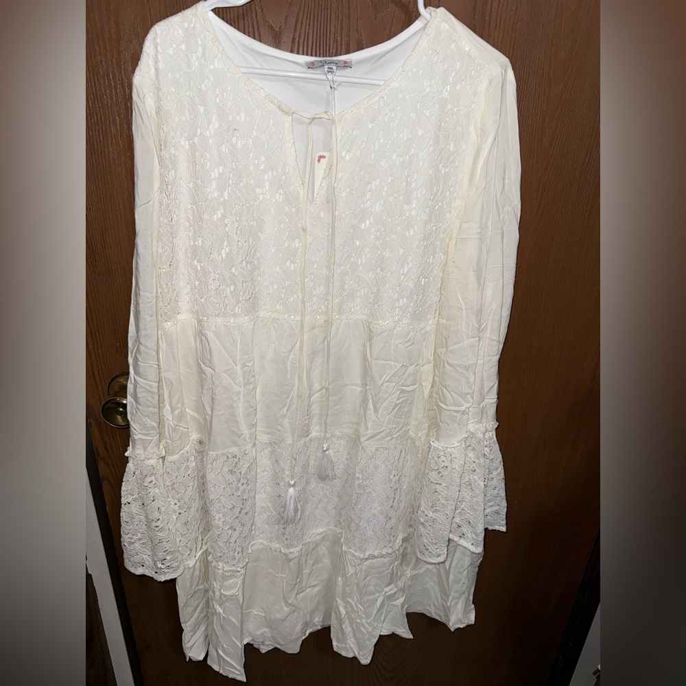 Cream Lace Boho Dress by I Love